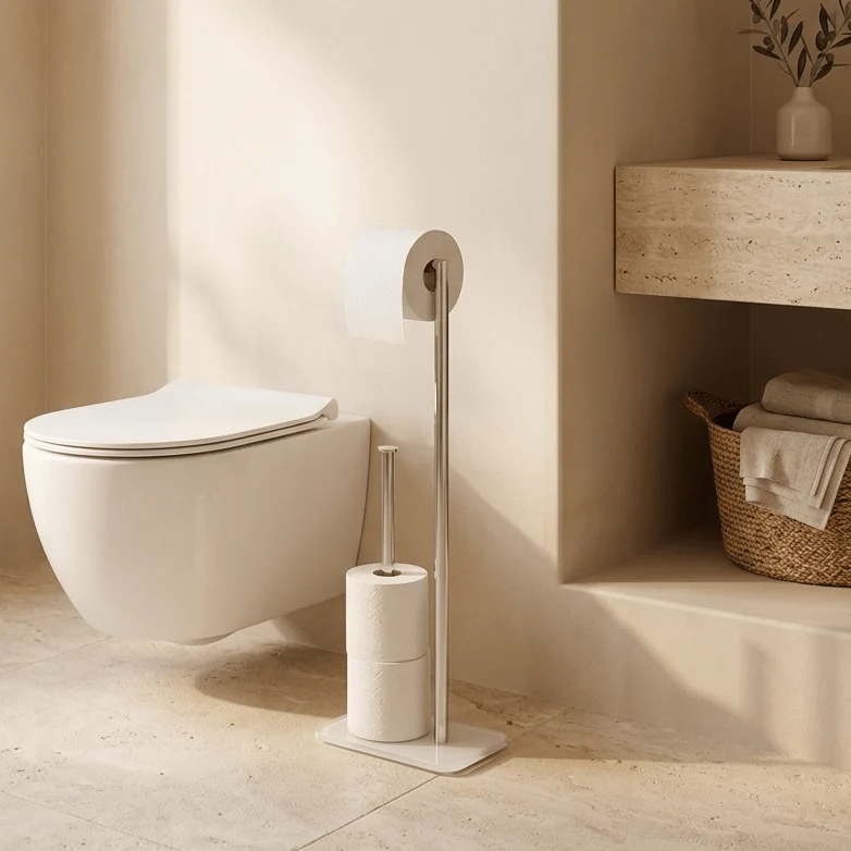 Suporte e Reserva para Papel com Base de Vidro Branco HURAA