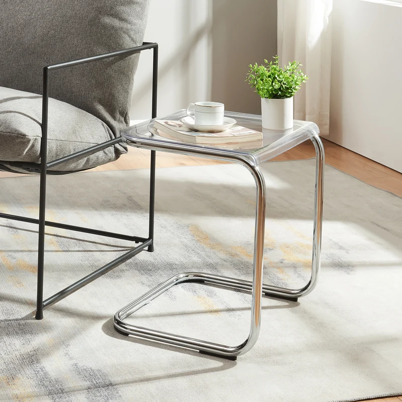Mesa auxiliar Brosa 44x37x48 cm Transparente [en.casa]