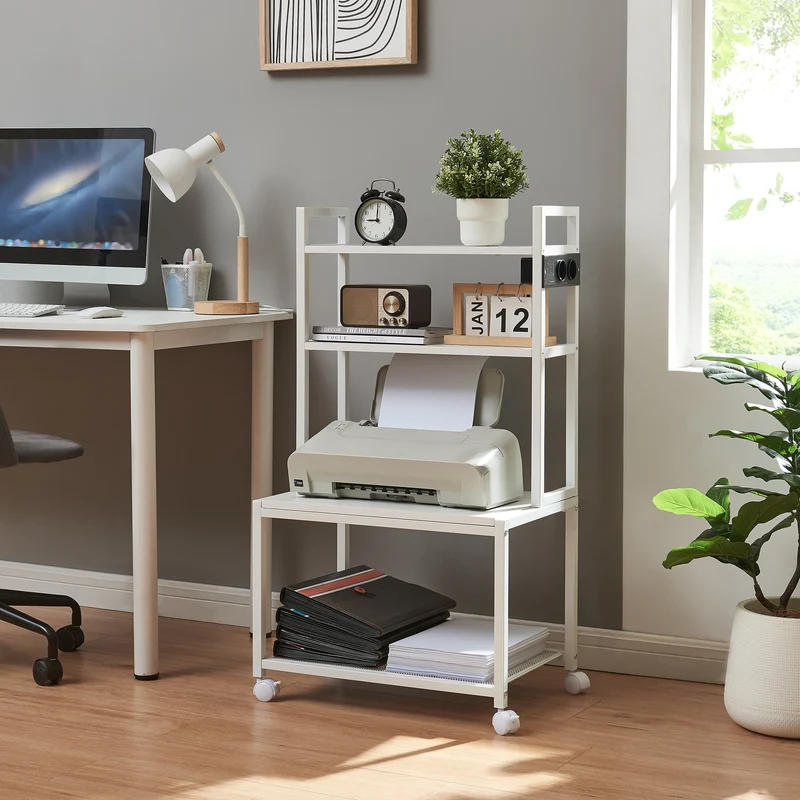 Mesa de impresora con ruedas Svanaldsvipp 100x55x38 cm Blanco [en.casa]