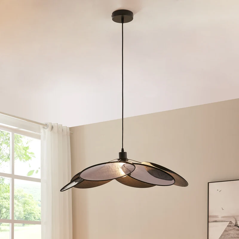 Lámpara colgante Blackwood Metal/Textil Negro [lux.pro]