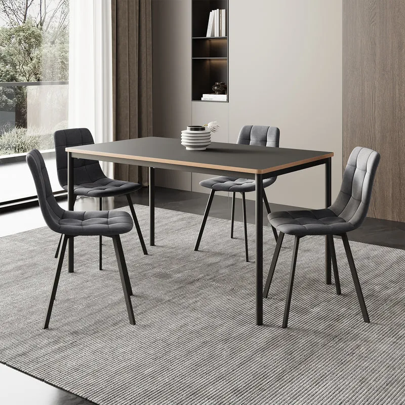 Grupo de comedor Lindesberg de 5 piezas en gris oscuro [en.casa]