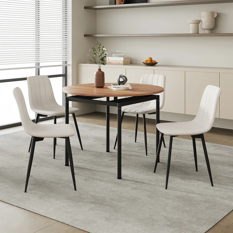 Conjunto de comedor Hemnes de 5 piezas en aspecto roble/beige [en.casa]