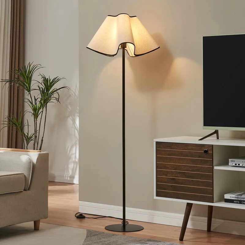 Lámpara de pie Ashton 153cm Negro/Blanco [lux.pro]
