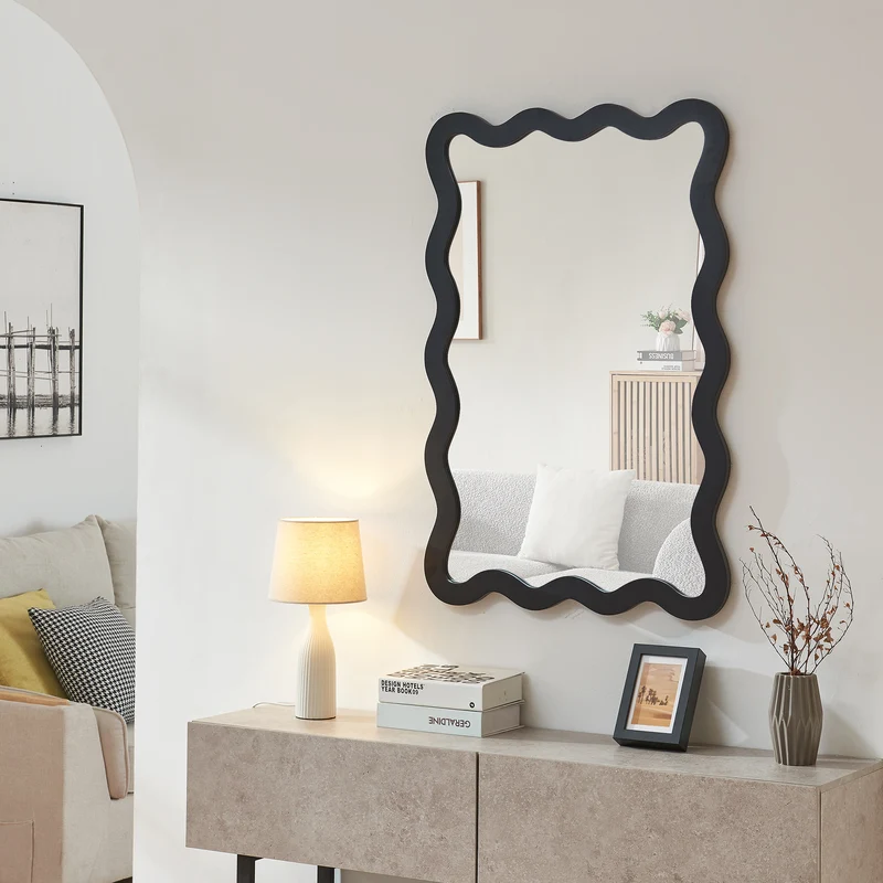 Espejo de pared Koster 90x60 cm Negro [en.casa]