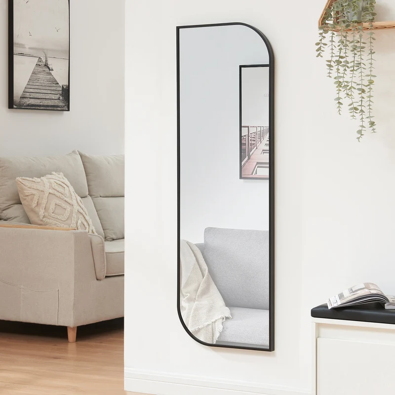 Espejo de pared Tarvindak 120x40 cm Negro [en.casa]