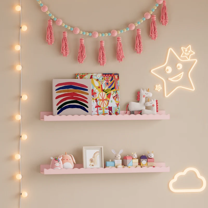 Estantería de pared para niños Set de 2 Vestnes 60x10x5 cm Cotton Candy [en.casa]