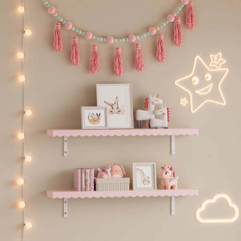 Estantería de pared para niños Set de 2 Vestnes 80x17x4 cm Cotton Candy [en.casa]