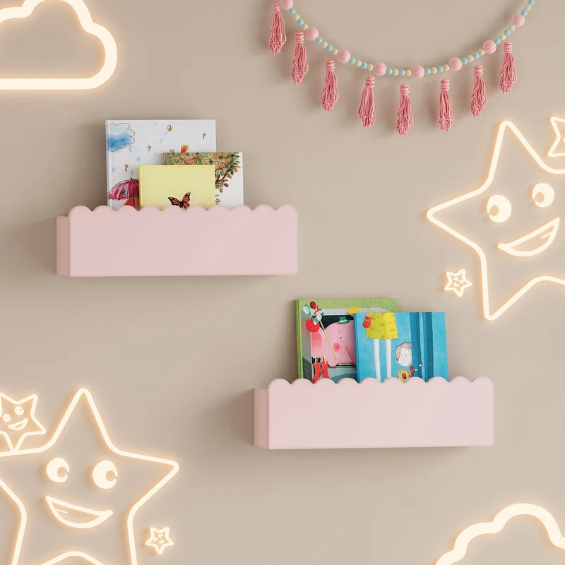 Estantería de pared para niños Set de 2 Vestnes 40x10x10 cm Cotton Candy [en.casa]