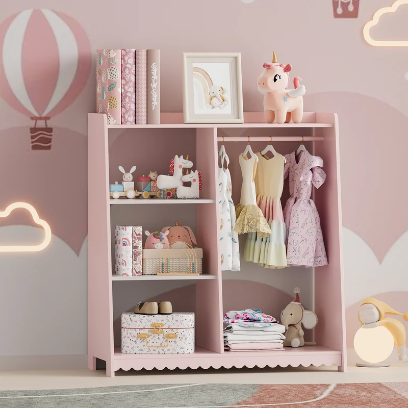 Perchero infantil Vestnes 90x80x38 cm Cotton Candy/Blanco [en.casa]
