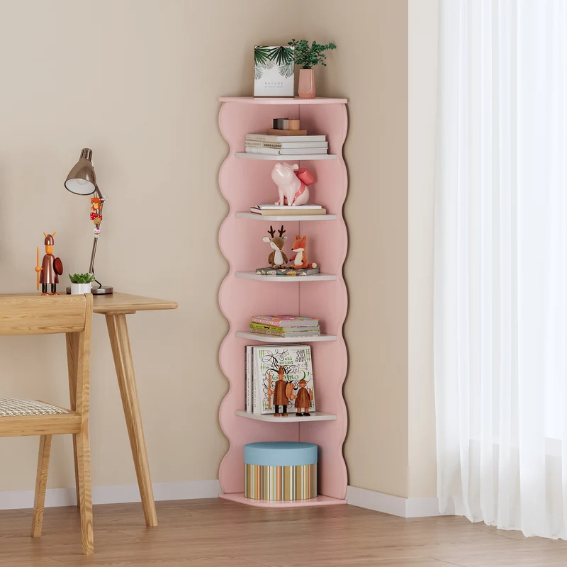 Estantería de esquina para niños Vestnes 108x27x27 cm Cotton Candy/Blanco [en.casa]