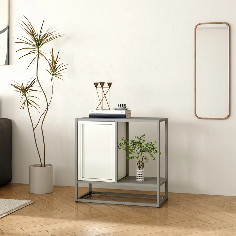 Aparador Burlöv acero 70x72x35 cm gris/blanco [en.casa]