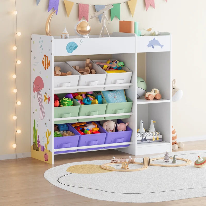 Estantería para niños Farusa 80x90x30 cm Motivo Aqua Dream [en.casa]