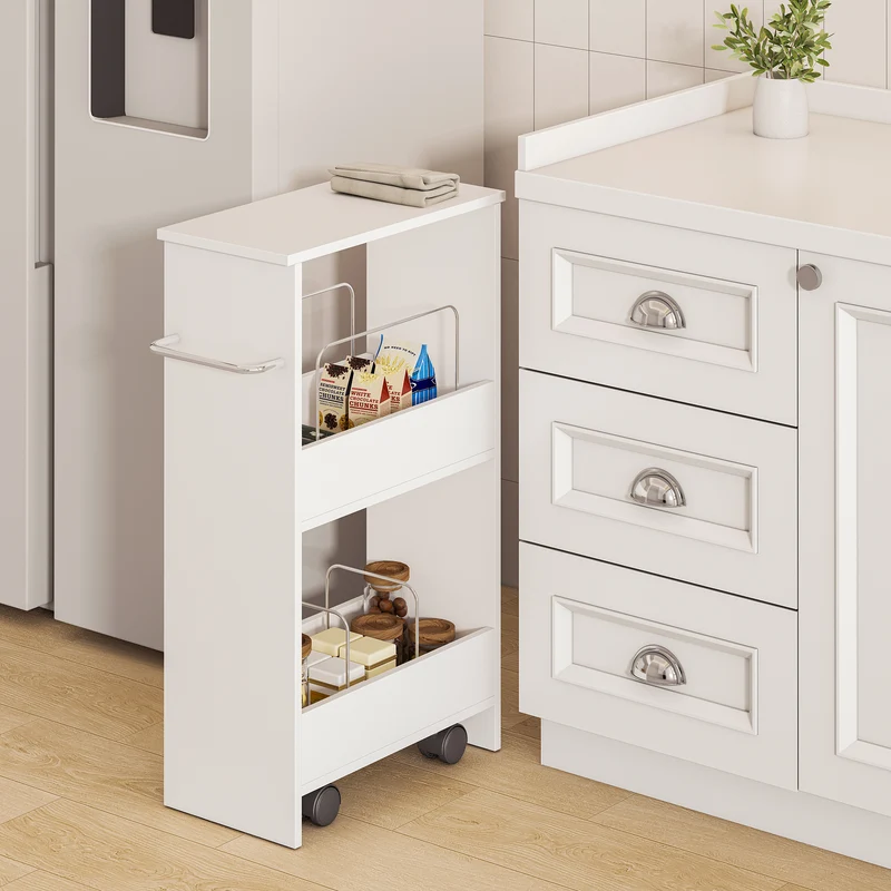 Carrito Katra 67x40x20 cm Blanco [en.casa]