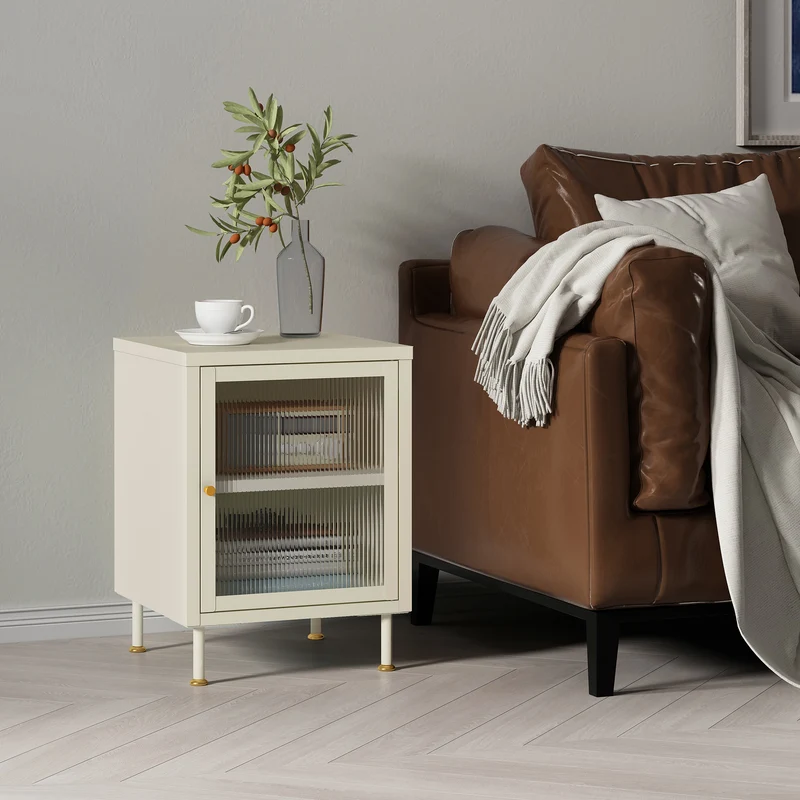 Armario auxiliar Lindau 56x40x40 cm crema blanca [en.casa]