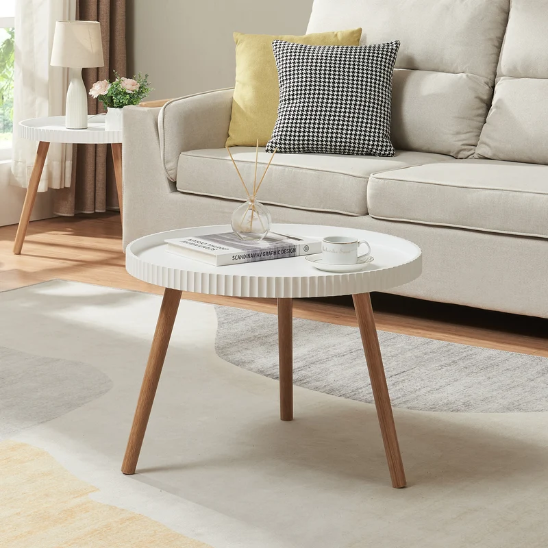 Mesa de centro Bongard Ø60x45 cm Blanco [en.casa]