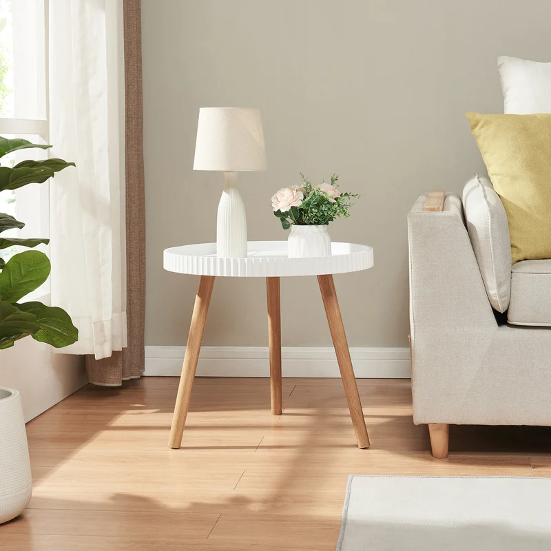 Mesa auxiliar Bongard Ø50x45 cm Blanco [en.casa]