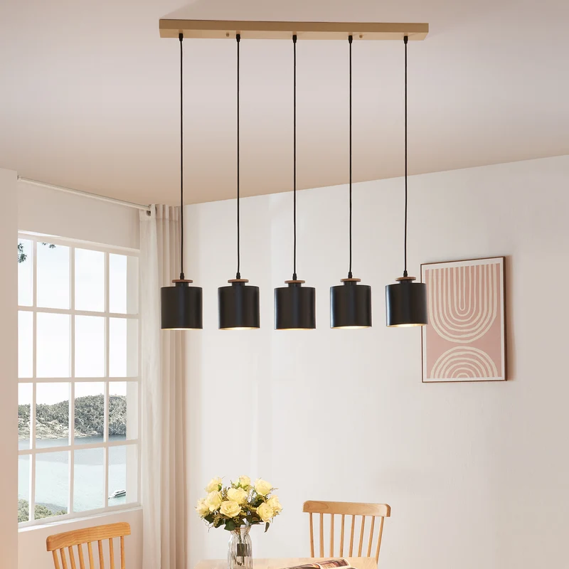 Lámpara colgante Posdand 130x90x14 cm Madera/Negro [lux.pro]