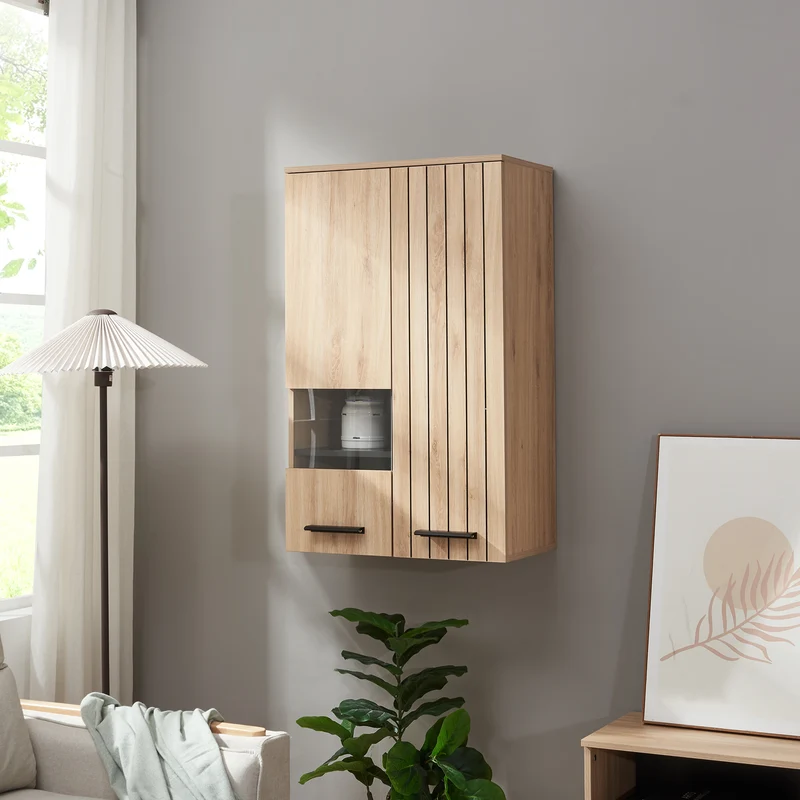 Armario colgante con botones 98x60x38 cm efecto roble [en.casa]