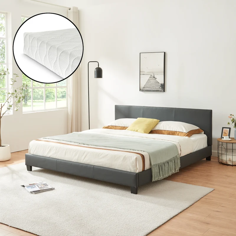 Cama de cuero sintético con colchón Funda de cuero sintético Corium