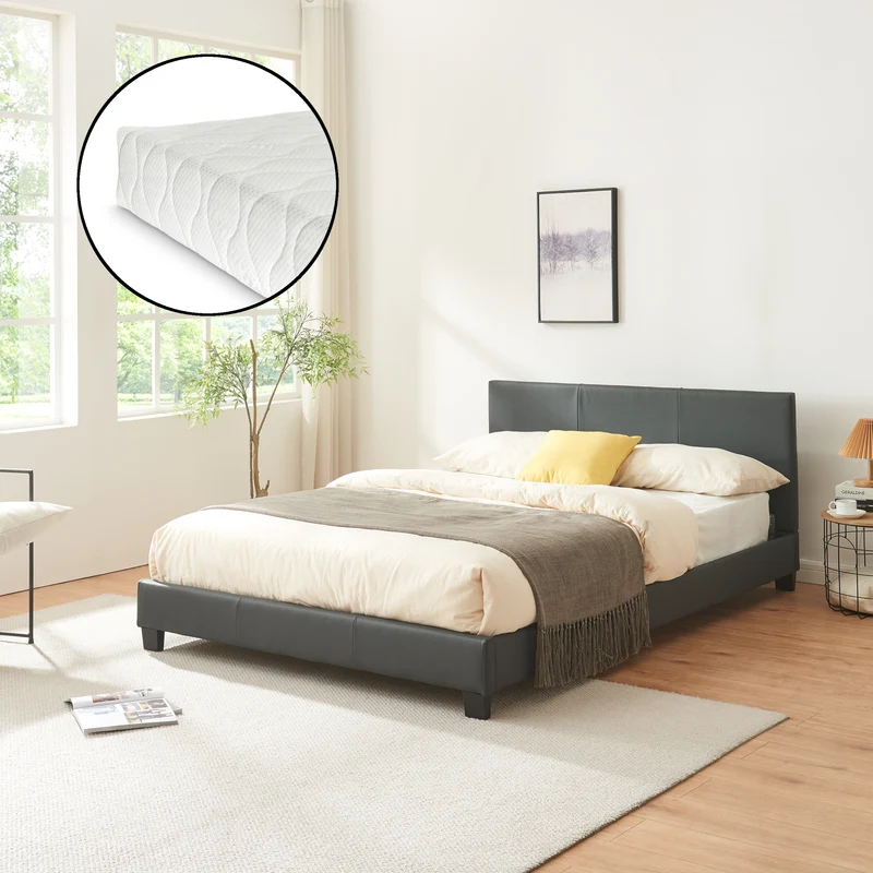 Cama de cuero sintético con colchón Funda de cuero sintético Corium