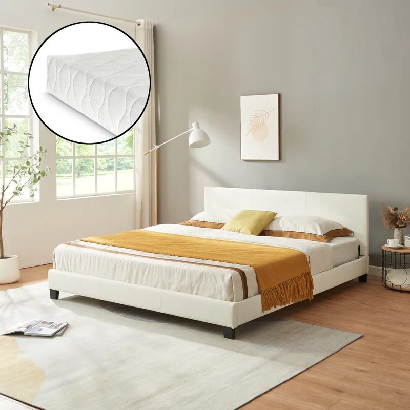Cama de cuero sintético con colchón Funda de cuero sintético Corium