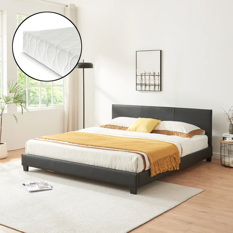 Cama de cuero sintético con colchón Funda de cuero sintético Corium
