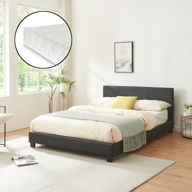 Cama de cuero sintético con colchón Funda de cuero sintético Corium