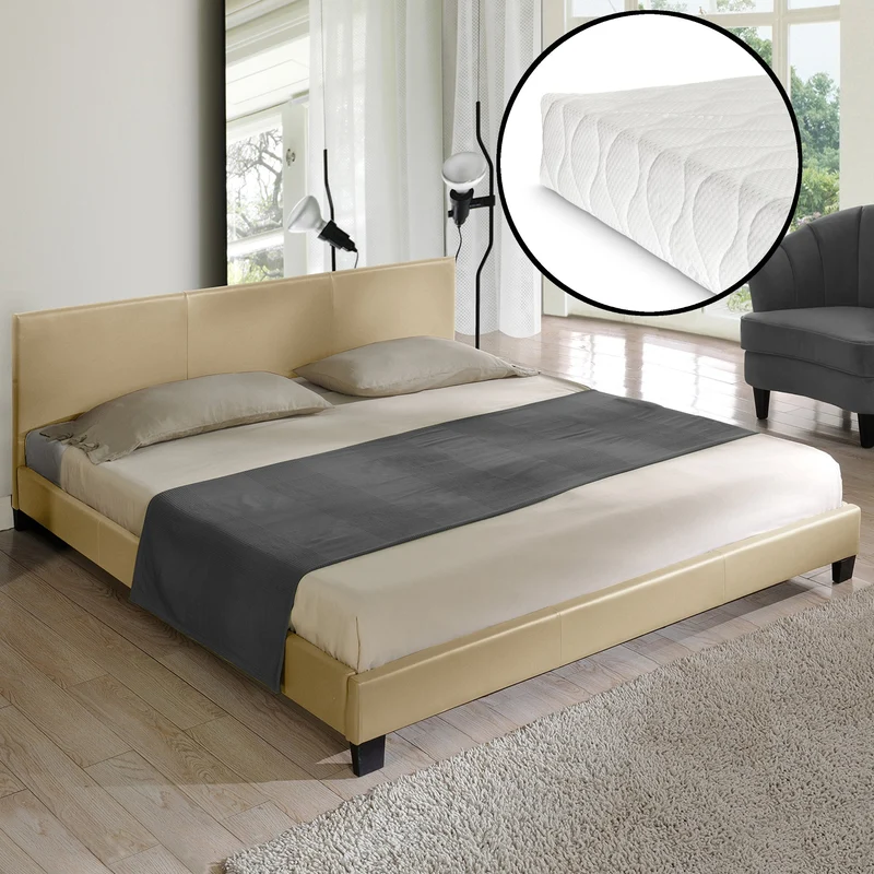 Cama de cuero sintético con colchón Funda de cuero sintético Corium