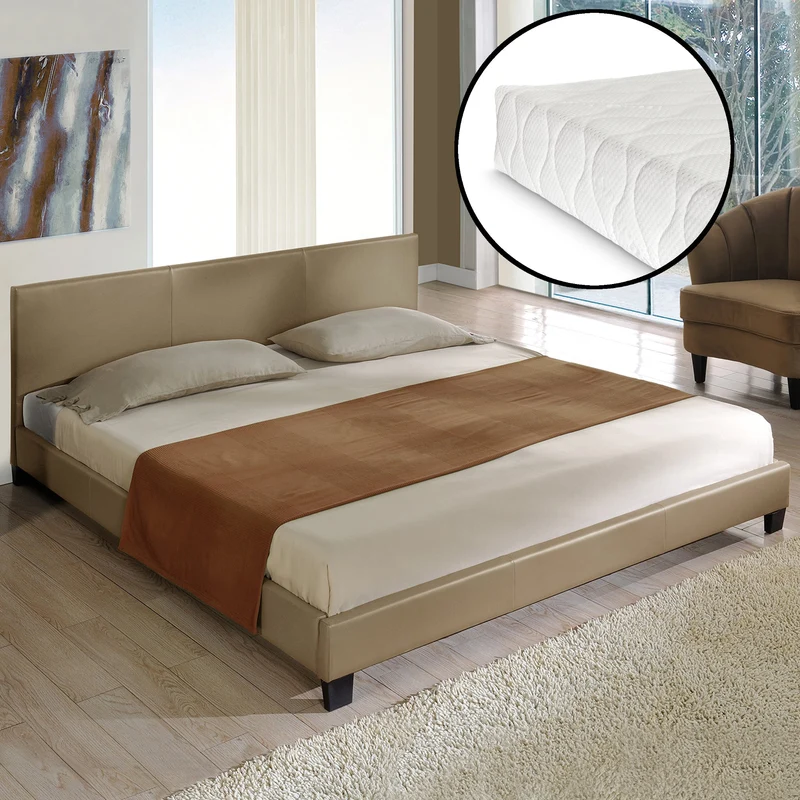 Cama de cuero sintético con colchón Funda de cuero sintético Corium