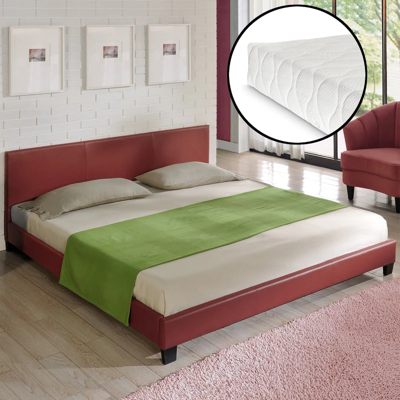 Cama de cuero sintético con colchón Funda de cuero sintético Corium