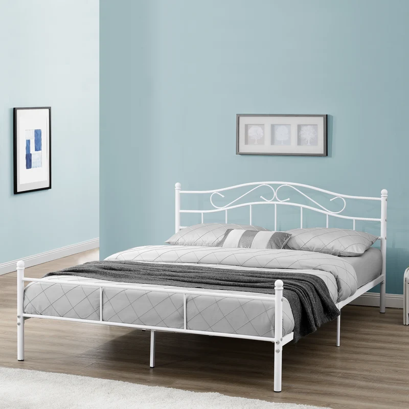 Cama individual Florenz con cabecero y somier metal [en.casa]