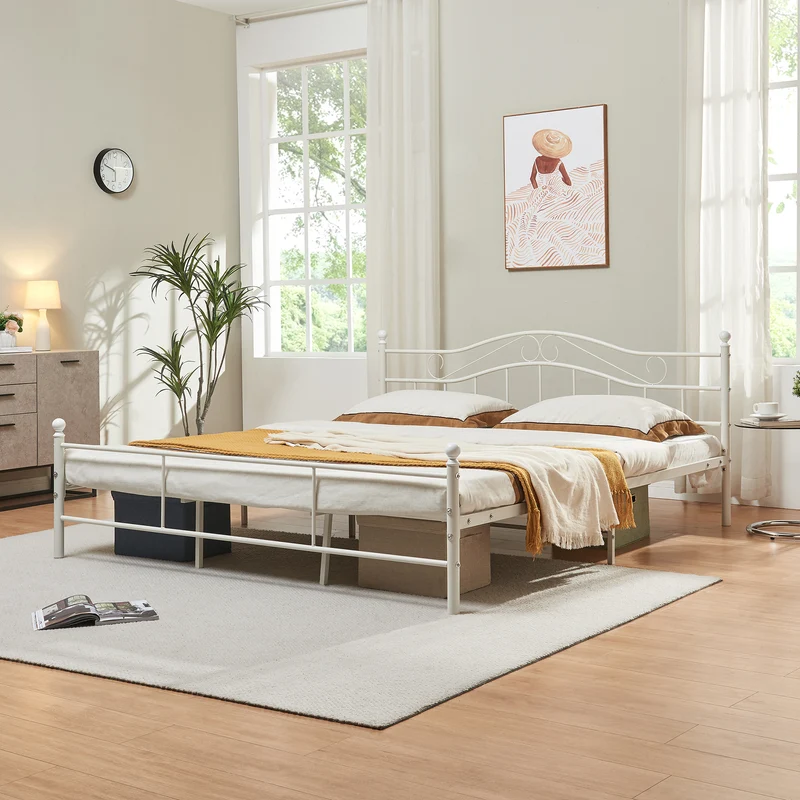 Cama individual Florenz con cabecero y somier metal [en.casa]