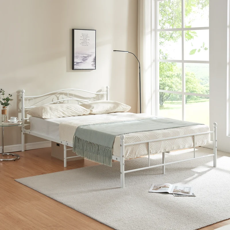 Cama individual Florenz con cabecero y somier metal [en.casa]