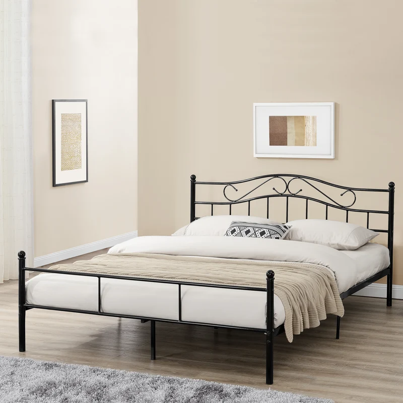 Cama individual Florenz con cabecero y somier metal [en.casa]