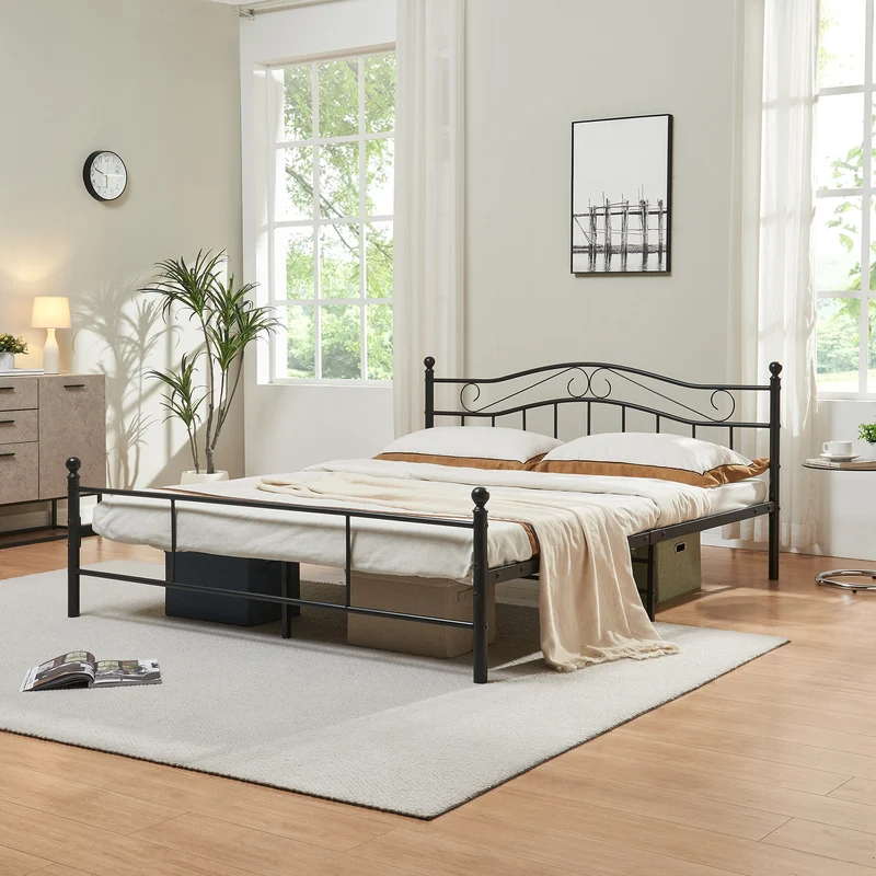 Cama individual Florenz con cabecero y somier metal [en.casa]