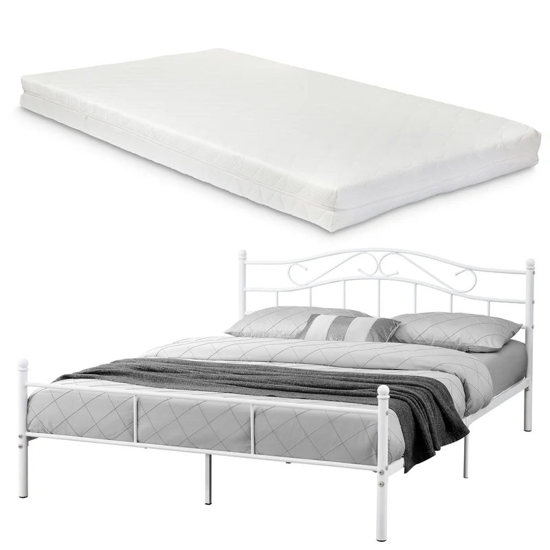 Cama de metal Florencia con colchón [en.casa]