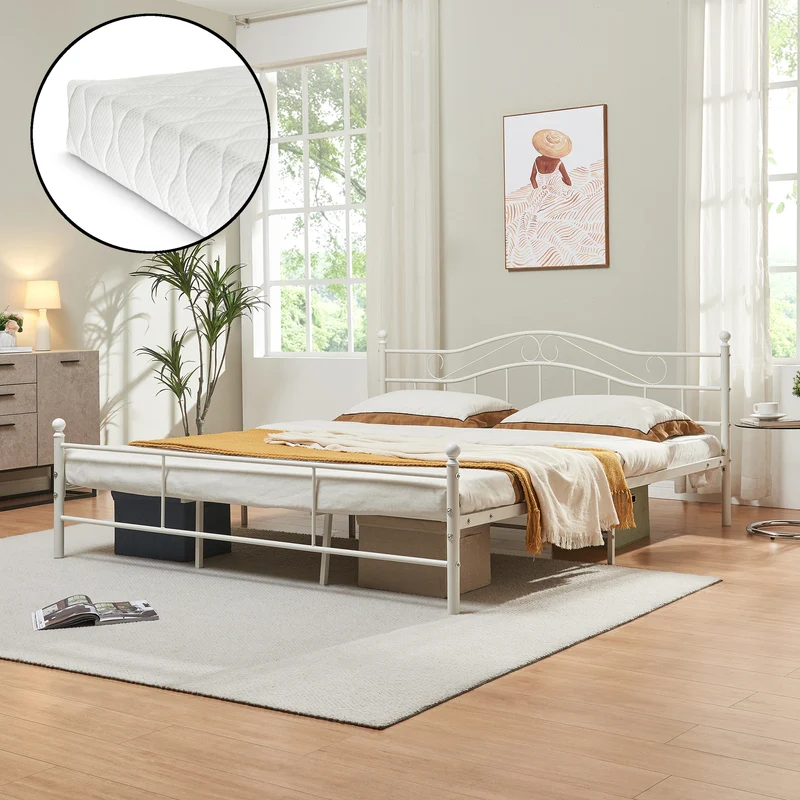 Cama de metal Florencia con colchón [en.casa]