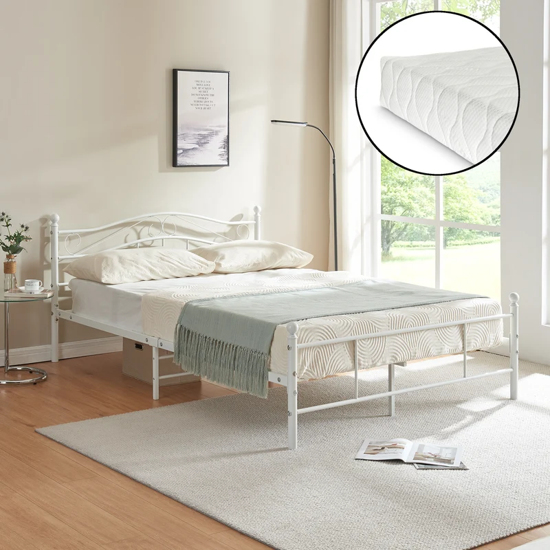 Cama de metal Florencia con colchón [en.casa]