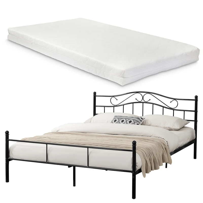 Cama de metal Florencia con colchón [en.casa]