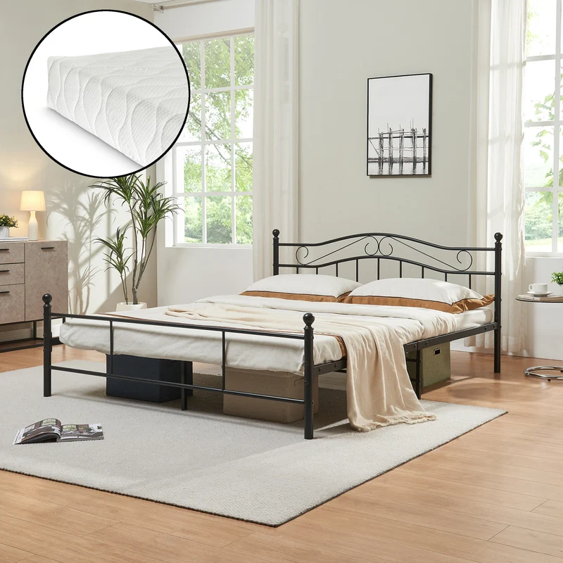Cama de metal Florencia con colchón [en.casa]