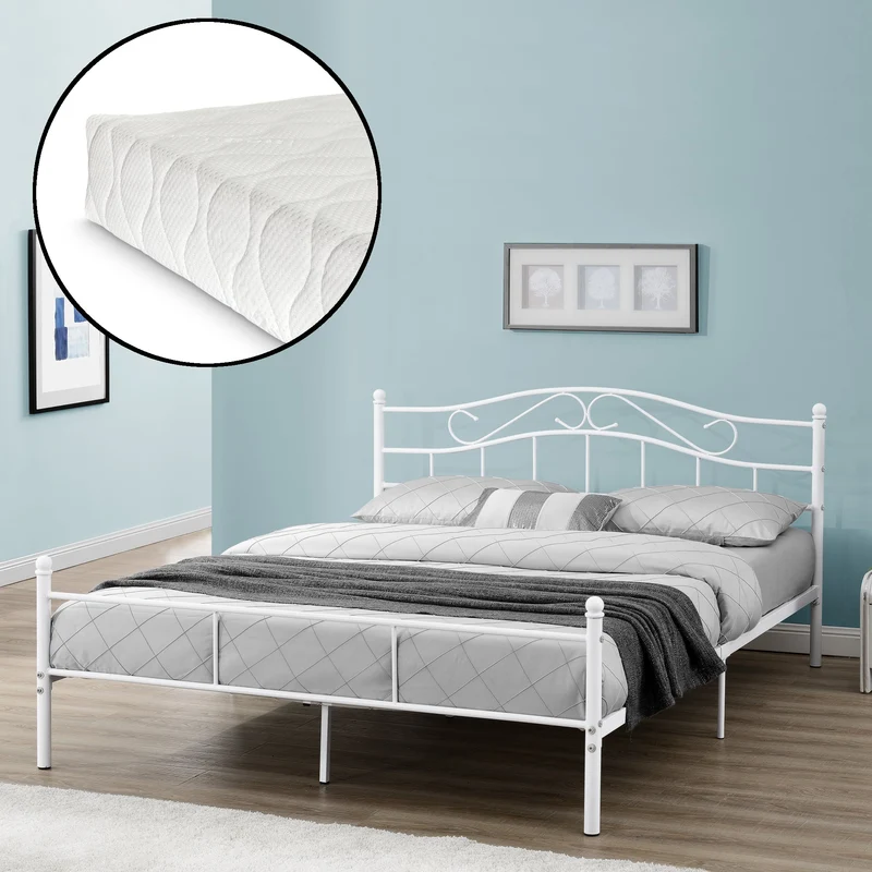 Cama de metal Florencia con colchón [en.casa]