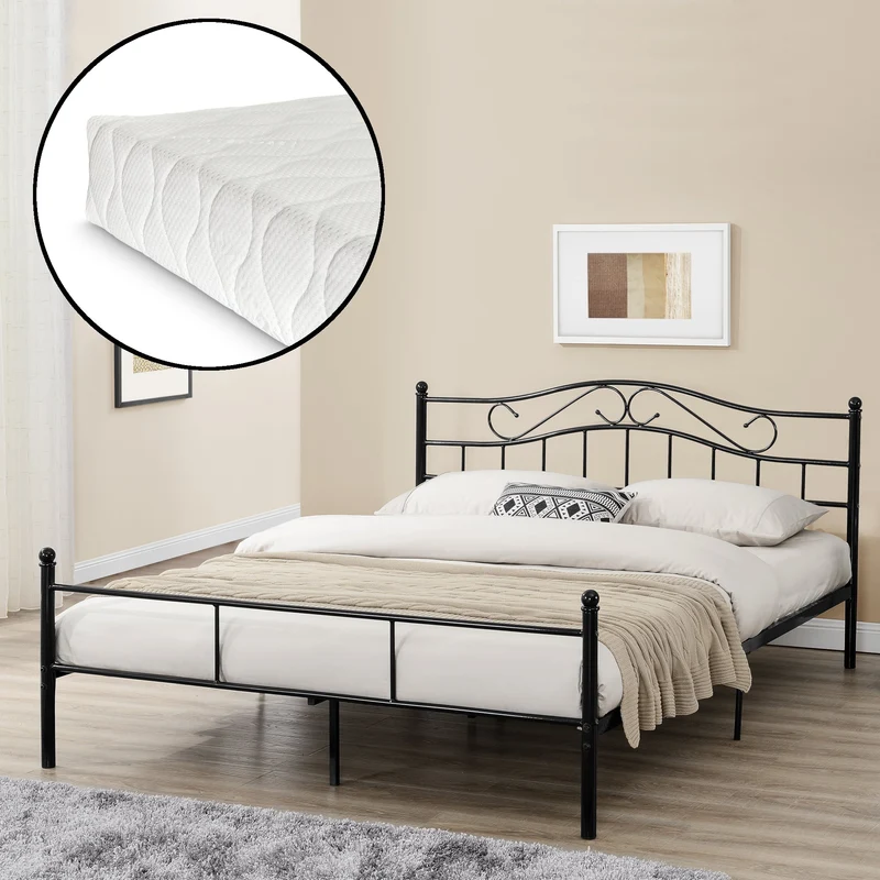 Cama de metal Florencia con colchón [en.casa]