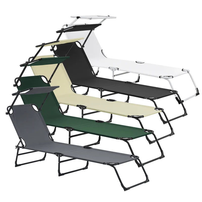 Tumbona Lomeda plegable con techo en varios colores [casa.pro]