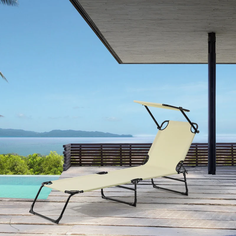 Tumbona Lomeda plegable con techo en varios colores [casa.pro]