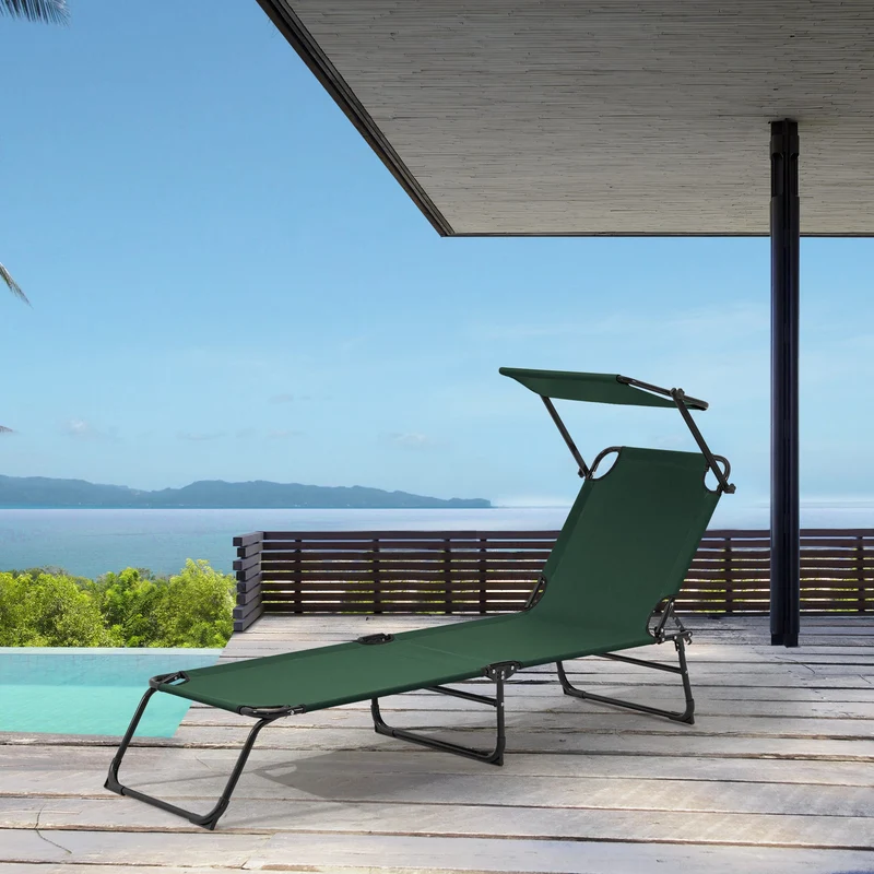 Tumbona Lomeda plegable con techo en varios colores [casa.pro]