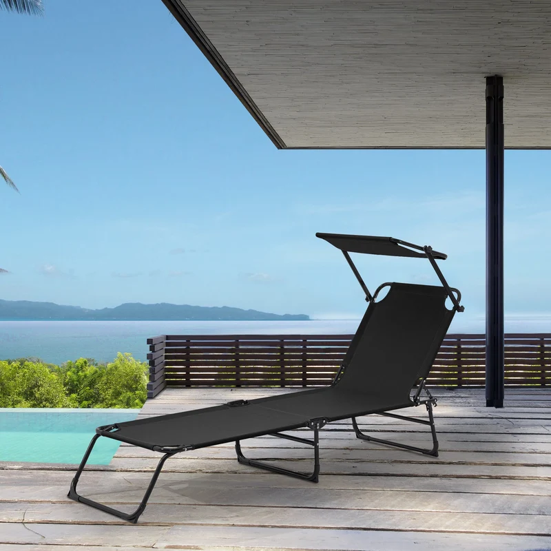 Tumbona Lomeda plegable con techo en varios colores [casa.pro]