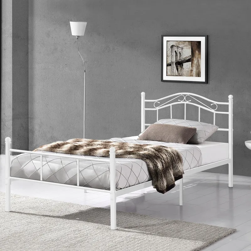 Cama individual Florenz con cabecero y somier metal 120x200 [en.casa]