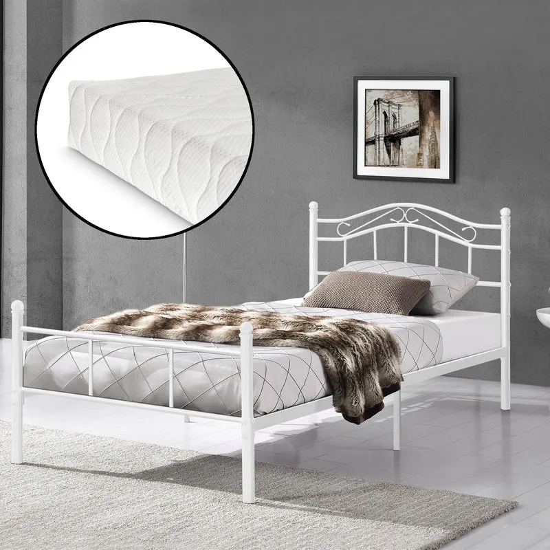 Cama individual Florenz con cabecero y somier metal 120x200 [en.casa]