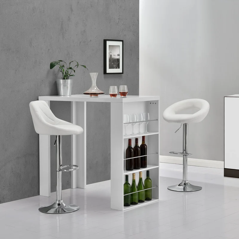Barra de bar Bonn con 3 compartimentos 117x57x107cm [en.casa]