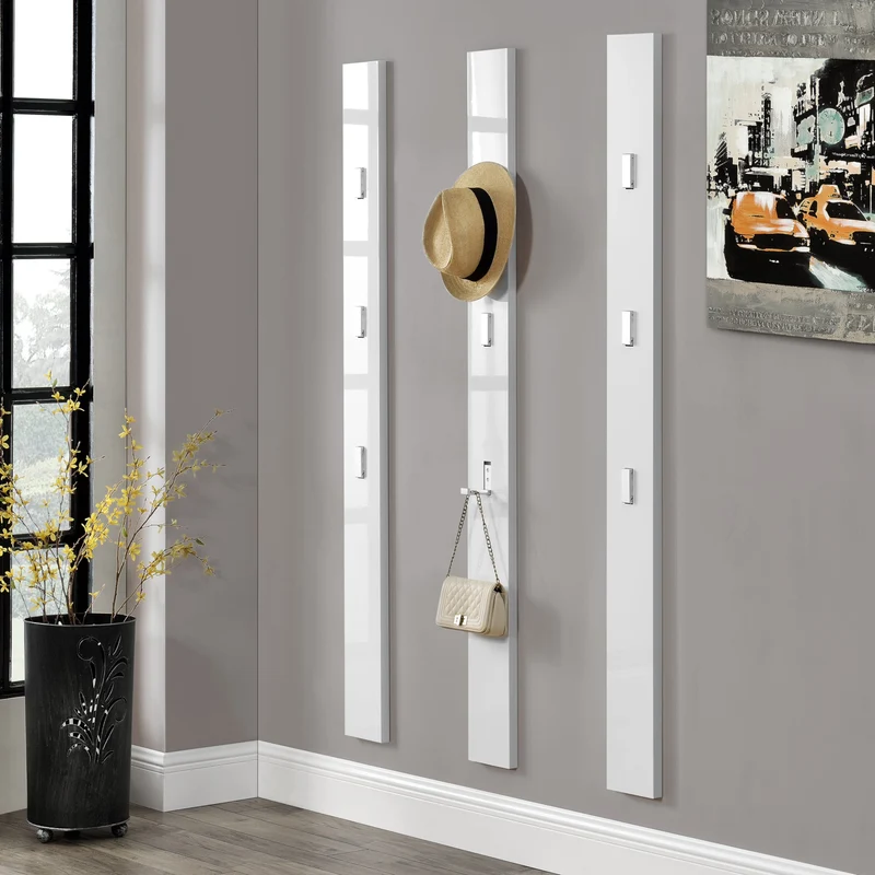 Perchero de pared Hansnes con 3 ganchos abatibles 165 cm varios colores [en.casa]